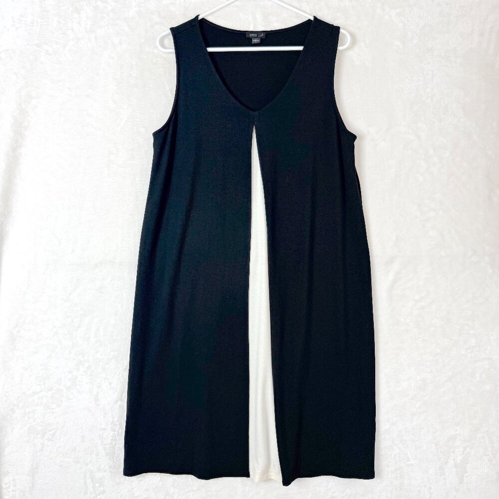 J JILL Wearever Collection Split Front Colorblock Comfy Sleeveless Midi Dress M